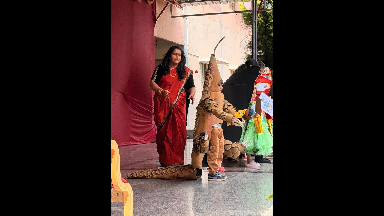 Fancy dress competition for LKG class 2025. I got first prize for pangolin animal dress