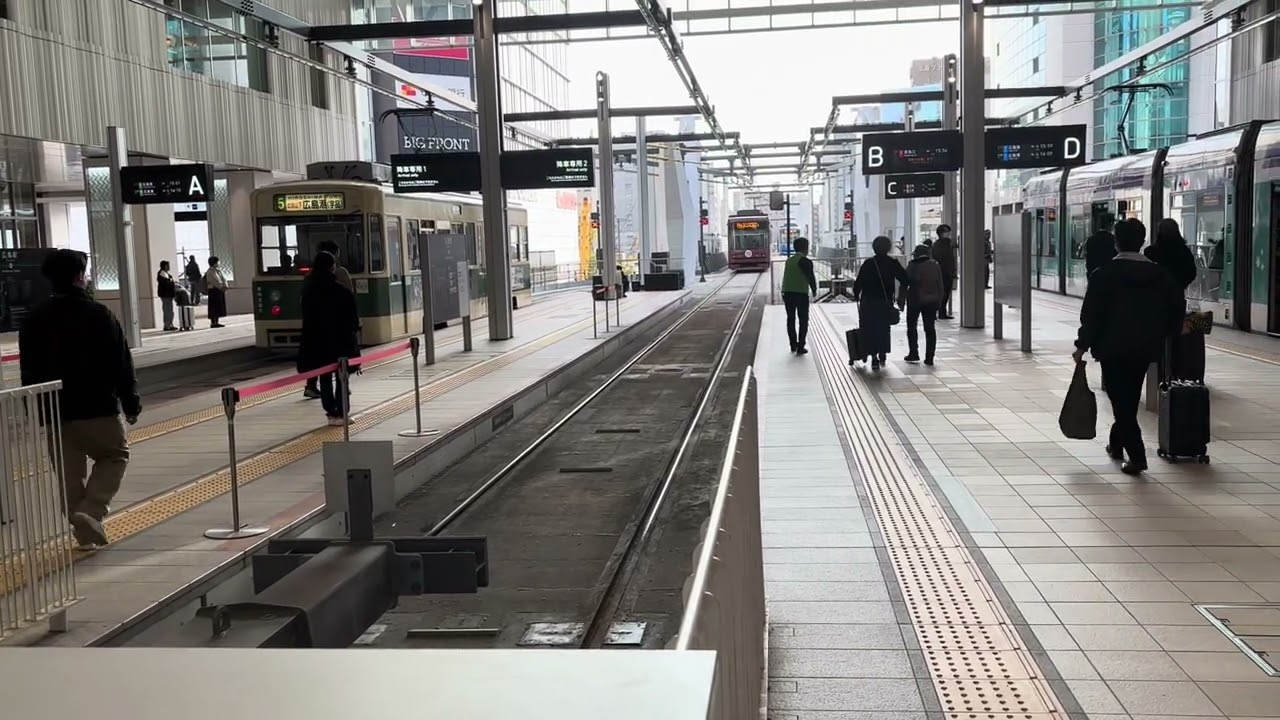 2026.2/23紙屋町原爆ドーム前経由2号線広電宮島口行きのOK広島号広島駅Bホーム出発。3900形3951号。OK広島号。