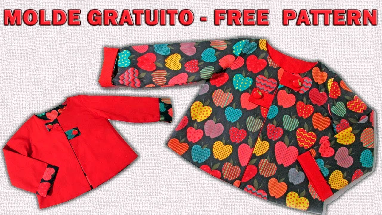Casaqueto Meia Estação -  1 a 9 anos (Dupla Face)    -    #moldegratuito#gratidão#donafada