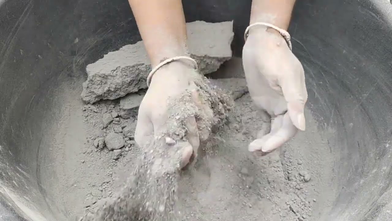 Asmr| super dusty sand cement crumbling dry and water 💦| SAASMR|
