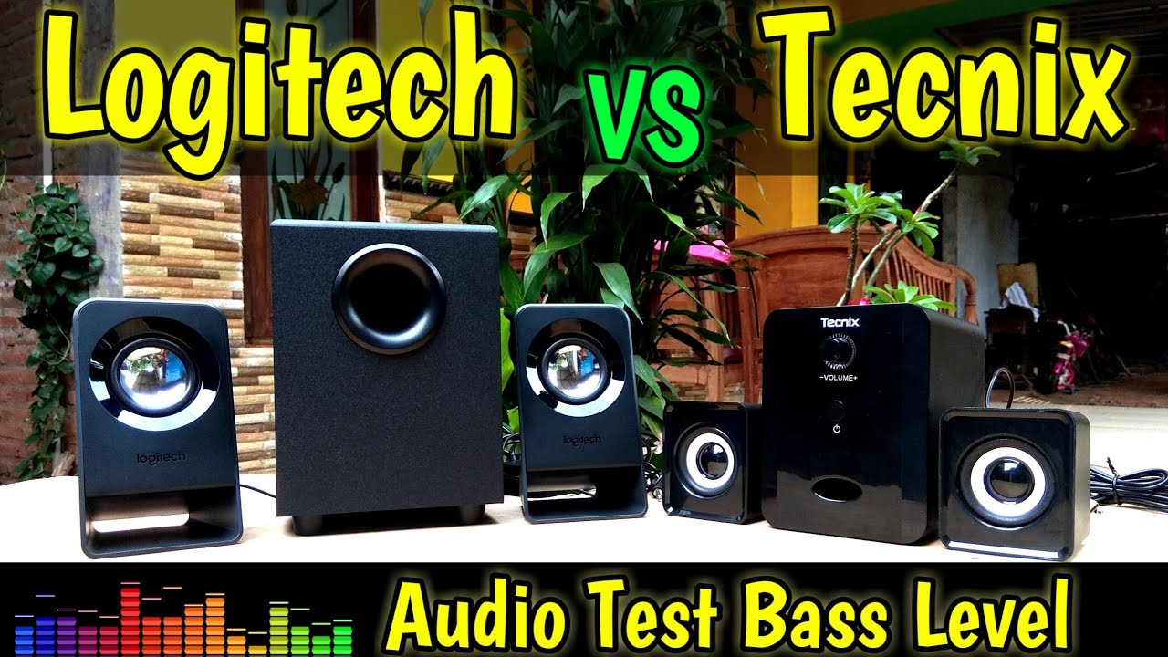 Subwoofer Logitech Z213 VS Tecnix SPK S080 Audio Bass Test Level Speaker Bluetooth Portable Wirelles