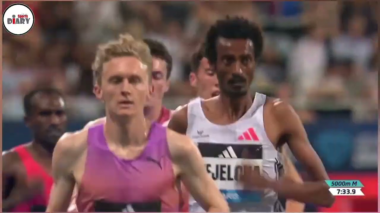 Yomif Kejelcha 🇪🇹 gana los 5000 metros de la Liga Diamante de Par&iacute;s con un tiempo de 12:47.84.