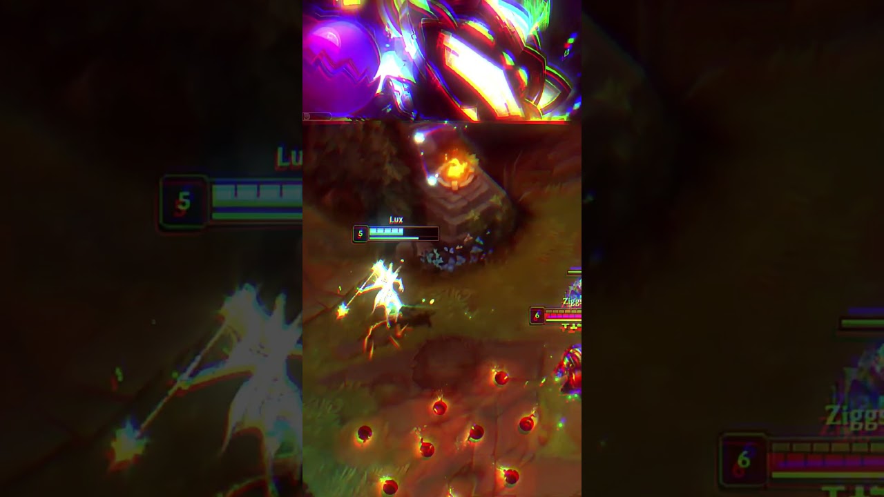 Ziggs amassando Lux 