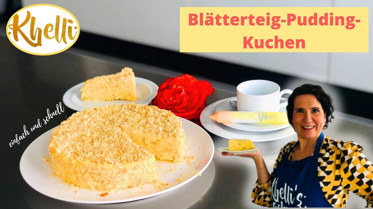 Bl&auml;tterteig-Pudding-Kuchen/ einfach & schnell/ f&uuml;r Backanf&auml;nger geeignet/einfaches Dessert
