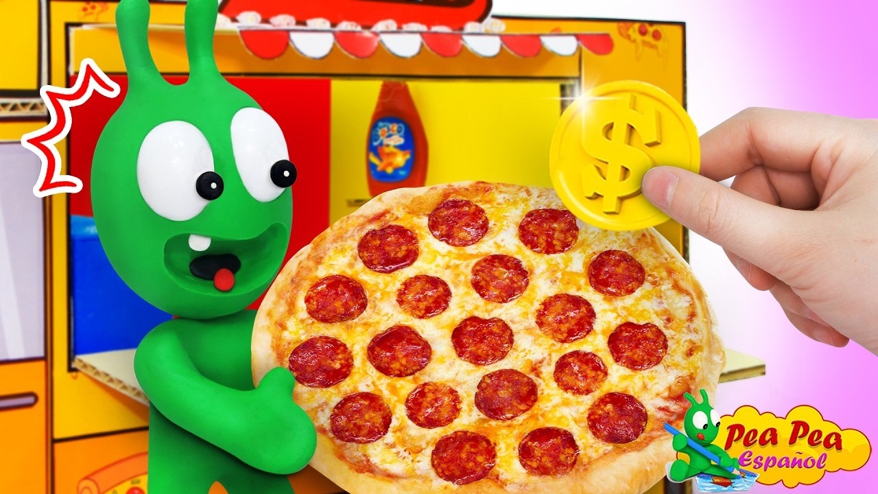 Pea Pea Juega a Tener un Drive Thru de Pizza 🍕 Dibujos Animados para Niños