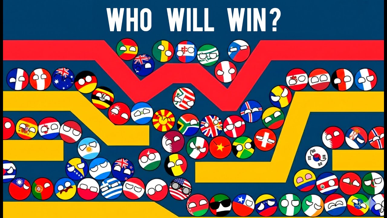 90 Countries Marble Race In Algodoo