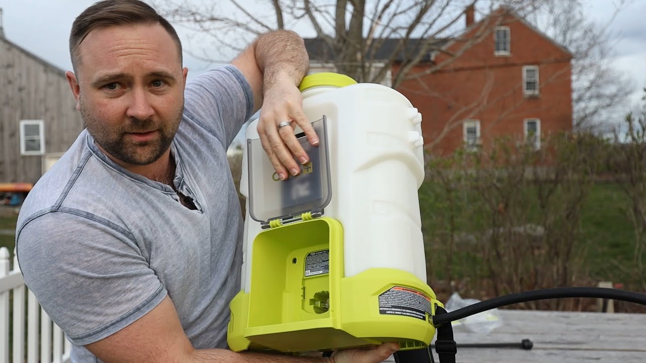 Ryobi 4 Gallon 18 Volt Battery - Cordless Backpack Chemical Sprayer - Unboxing and Use Demo
