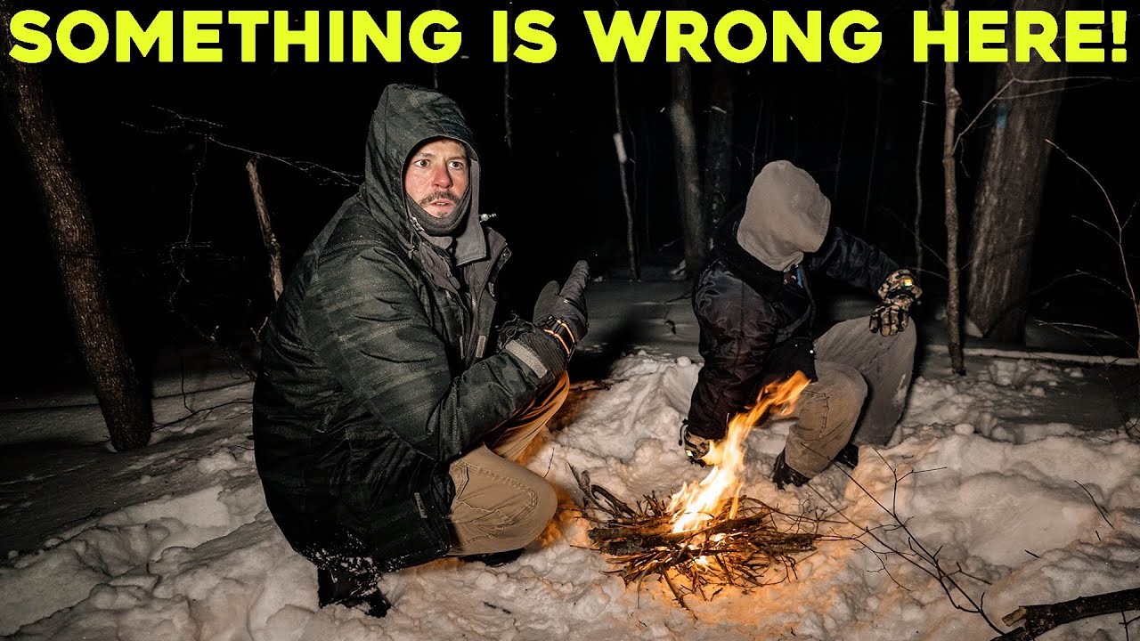 (SOMETHING IS WRONG HERE!) TERRIFYING NIGHT ATTEMPTING TO WINTER CAMP in the HAUNTED WOODS