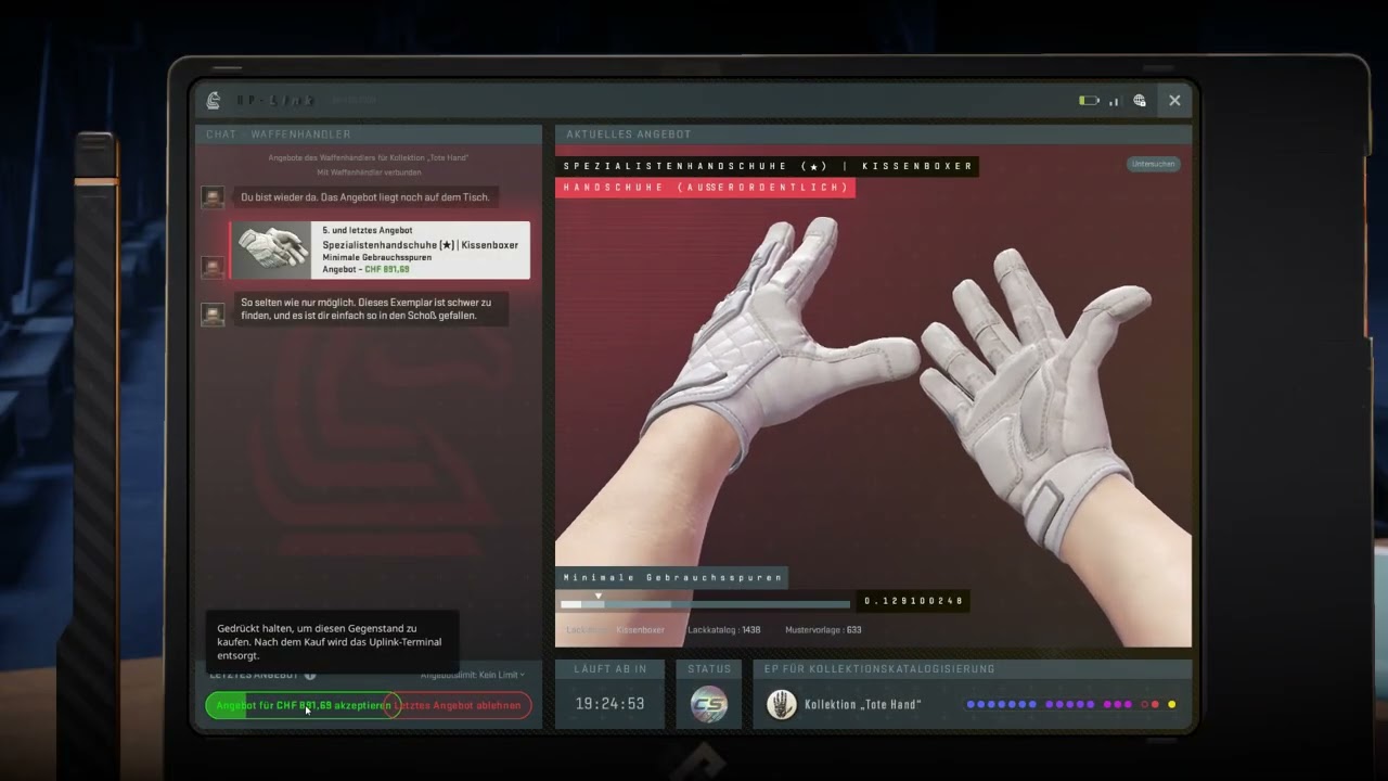 Dead Hand Terminal Gloves Minimal Wear Pillow Puncher Purchase CS2