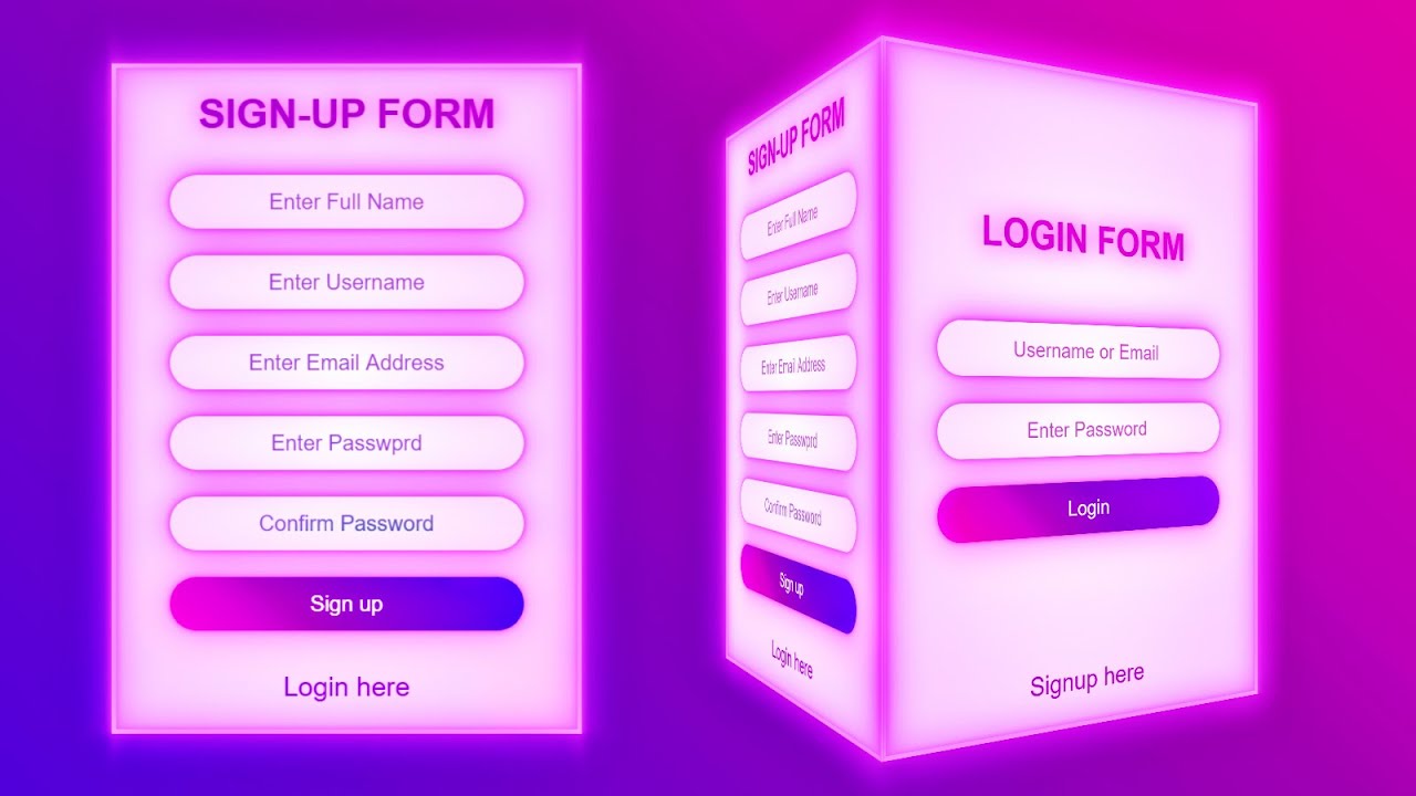 How to Make Login Form Using HTML and  CSS | 3D Animated Login Form