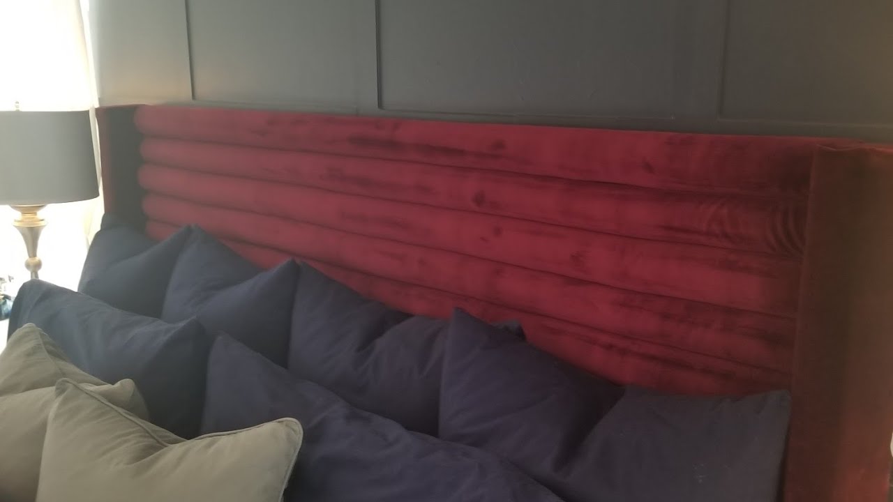 DIY Velvet tufted headboard using pool noodles for under $50- Nichell Sheree