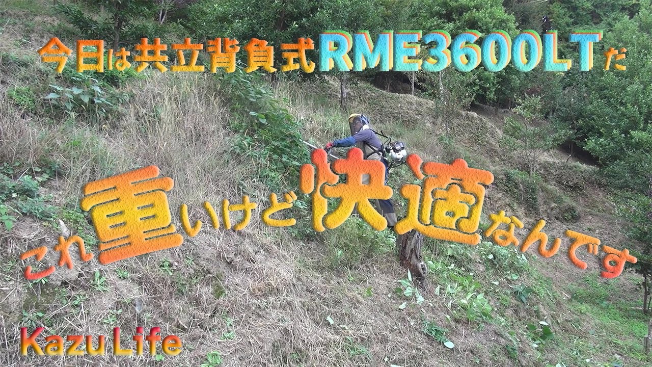 【草刈り】裏山の斜面を共立背負式RME3600LTで草刈り重いけど快適なんです！