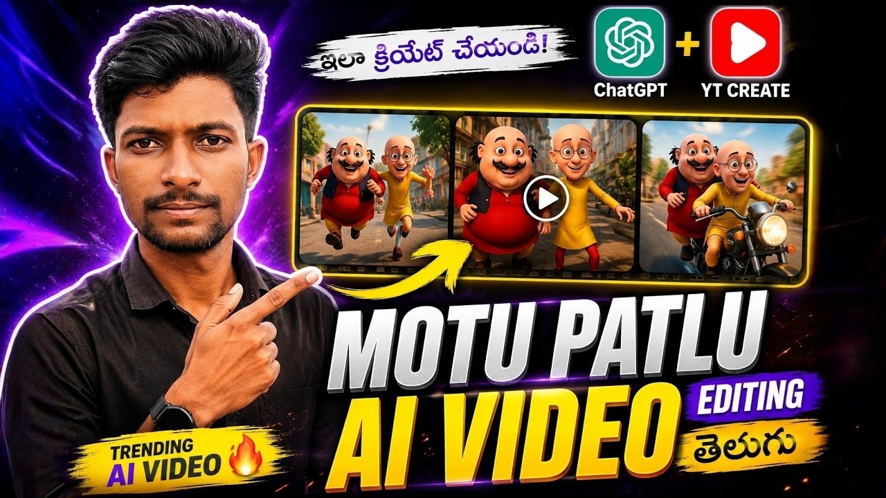 Trending Motu Patlu Video Create Tutorial Telugu | Motu Patlu Video Editing telugu 