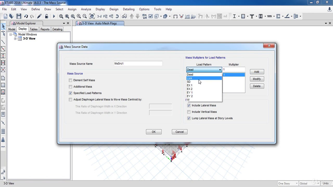 How to Define the Mass Source in Etabs (008)