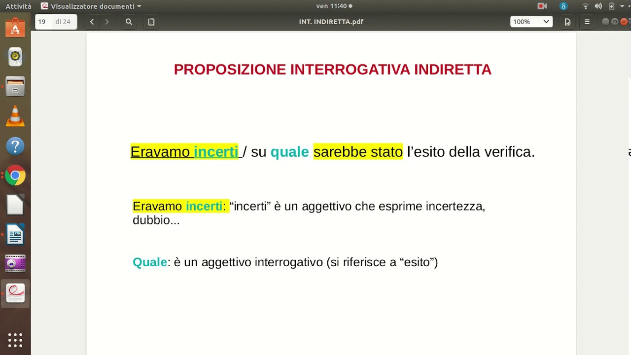 INTERROGATIVA INDIRETTA