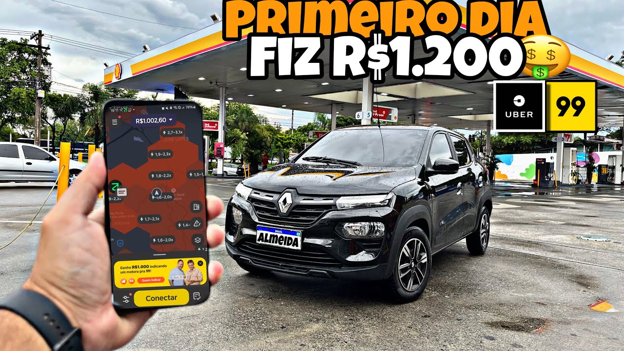 R$1.211 no PRIMEIRO DIA NA UBER de RENAULT KWID✅ O CARRO MAIS ECONÔMICO DO BRASIL?
