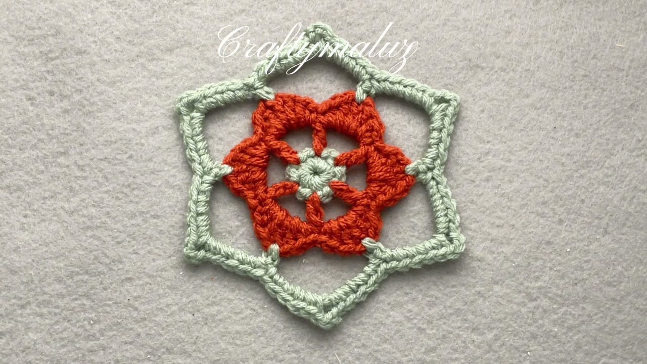 Hexágono con Flor en el Centro Tejido Crochet / Como Hacer un Hexágono ￼￼￼a Crochet paso a paso