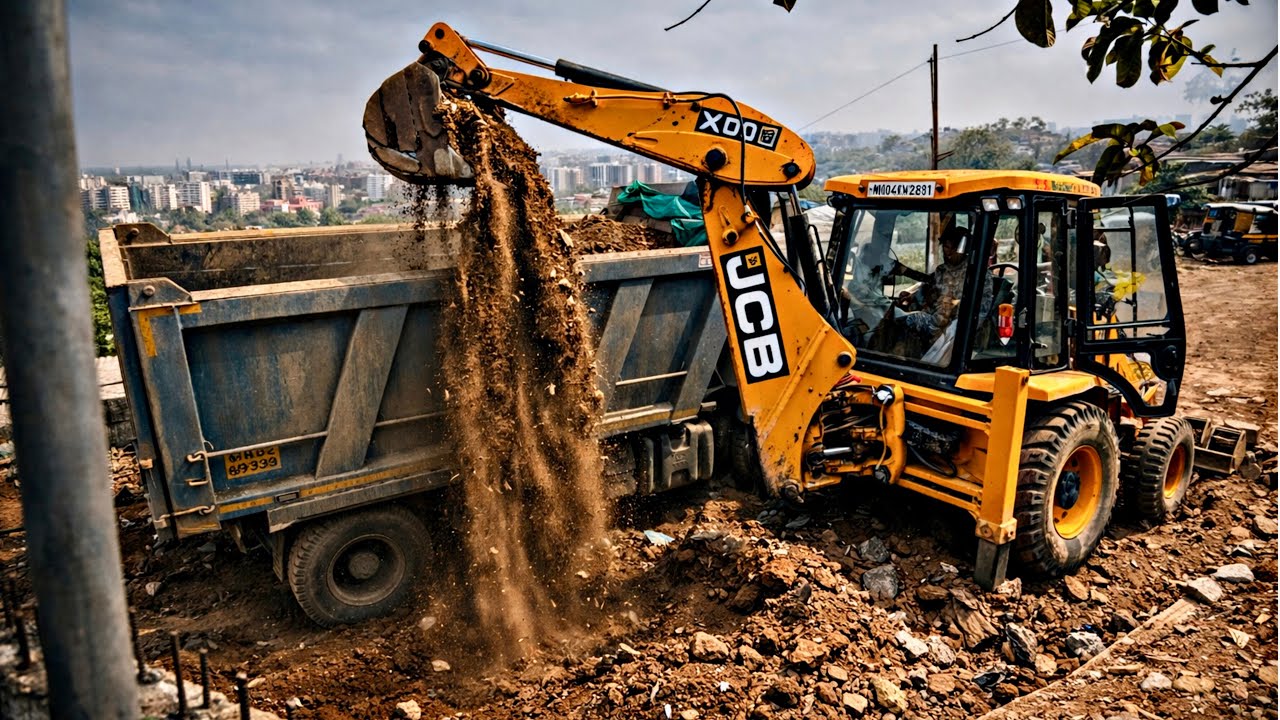 New JCB 3DX Backhoe Loader Loading Murum in Tata Signa 2825.K Dumper | Real Site Work