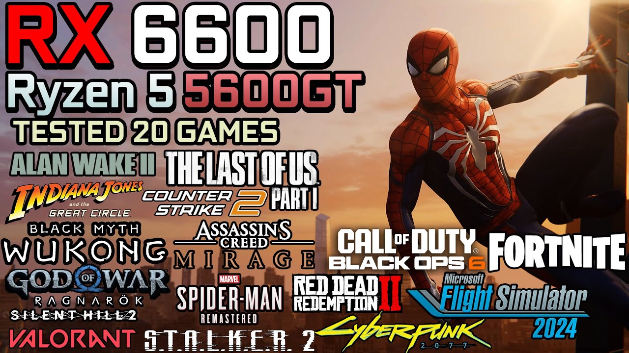 RX 6600 + Ryzen 5 5600GT - Test in 20 Games