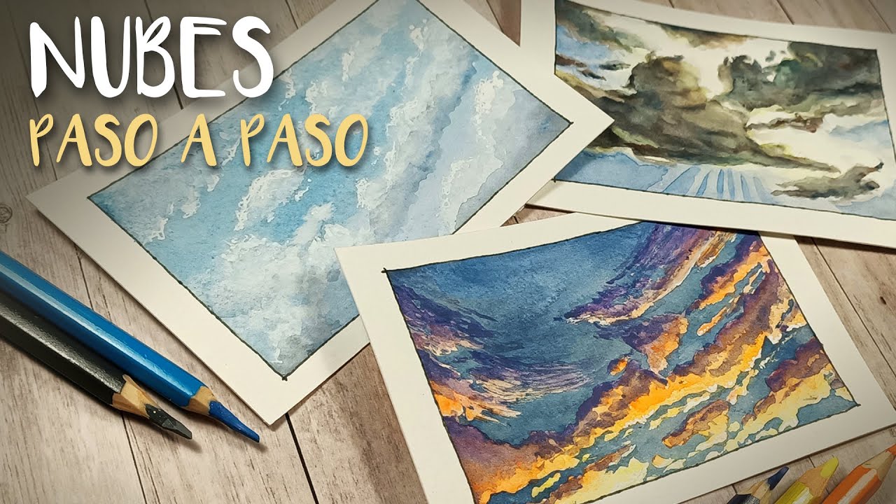 Nubes PASO A PASO en Lápices Acuarelables