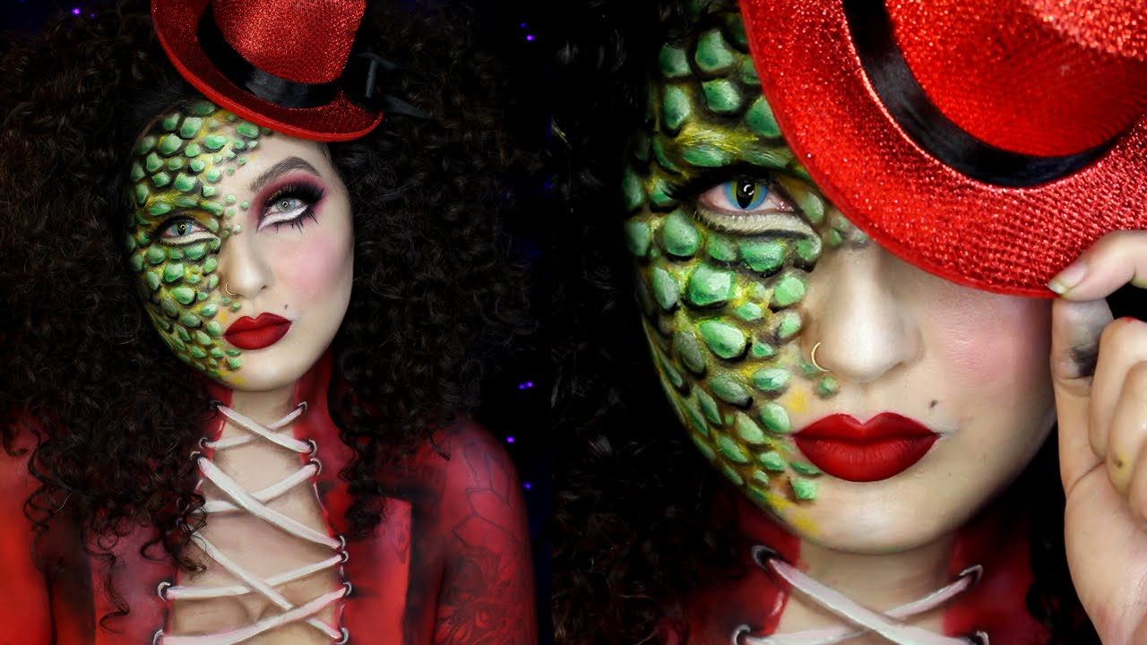 Reptile Ringmaster Circus Freak Halloween Makeup Tutorial | Jordan Hanz