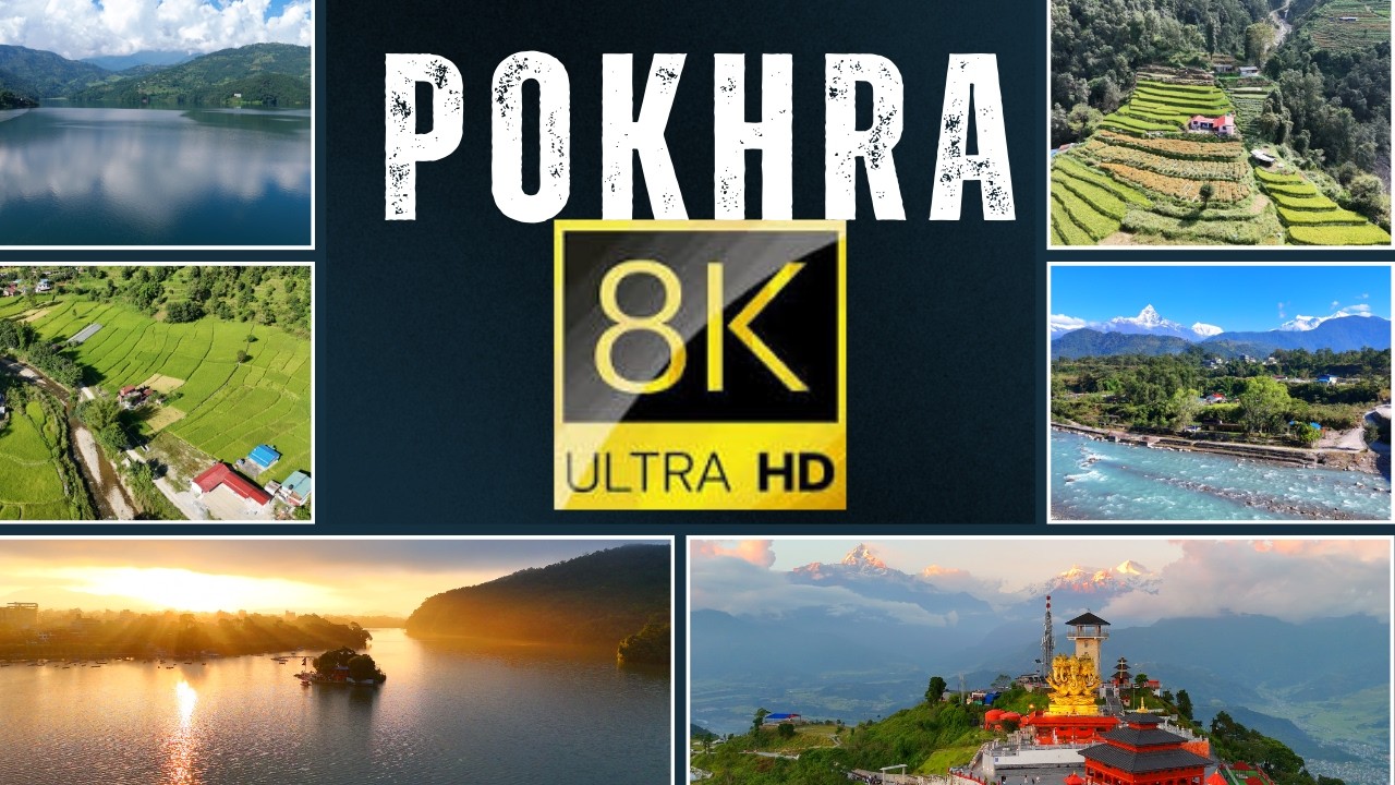Pokhara Nepal 8K Drone Footage | Relaxing Music | Scenic Himalayan Views