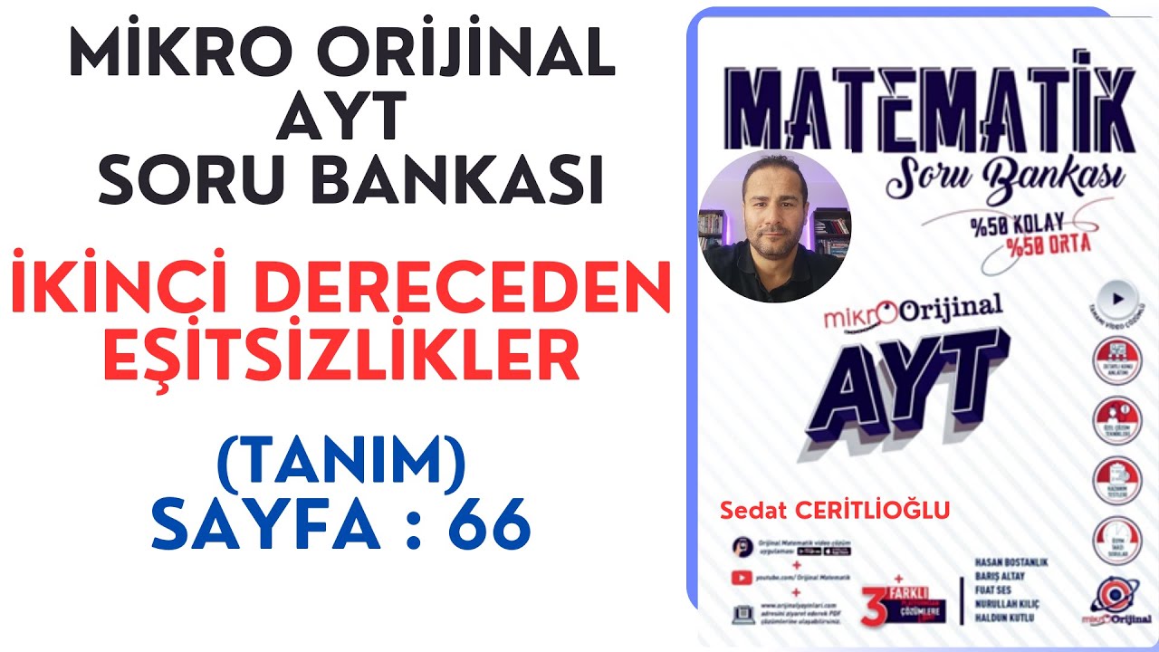 İKİNCİ DERECEDEN EŞİTSİZLİKLER | MİKRO AYT SORU BANKASI SYF: 66 | #orijinalmatematik #mikroorijinal
