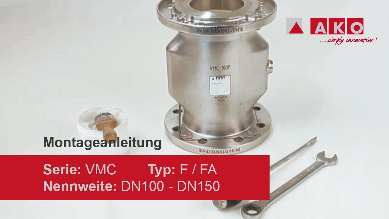 Wartung von AKO Quetschventil (pneumatisch), Serie VMC, Typ F-FA, DN100, DN125, DN150