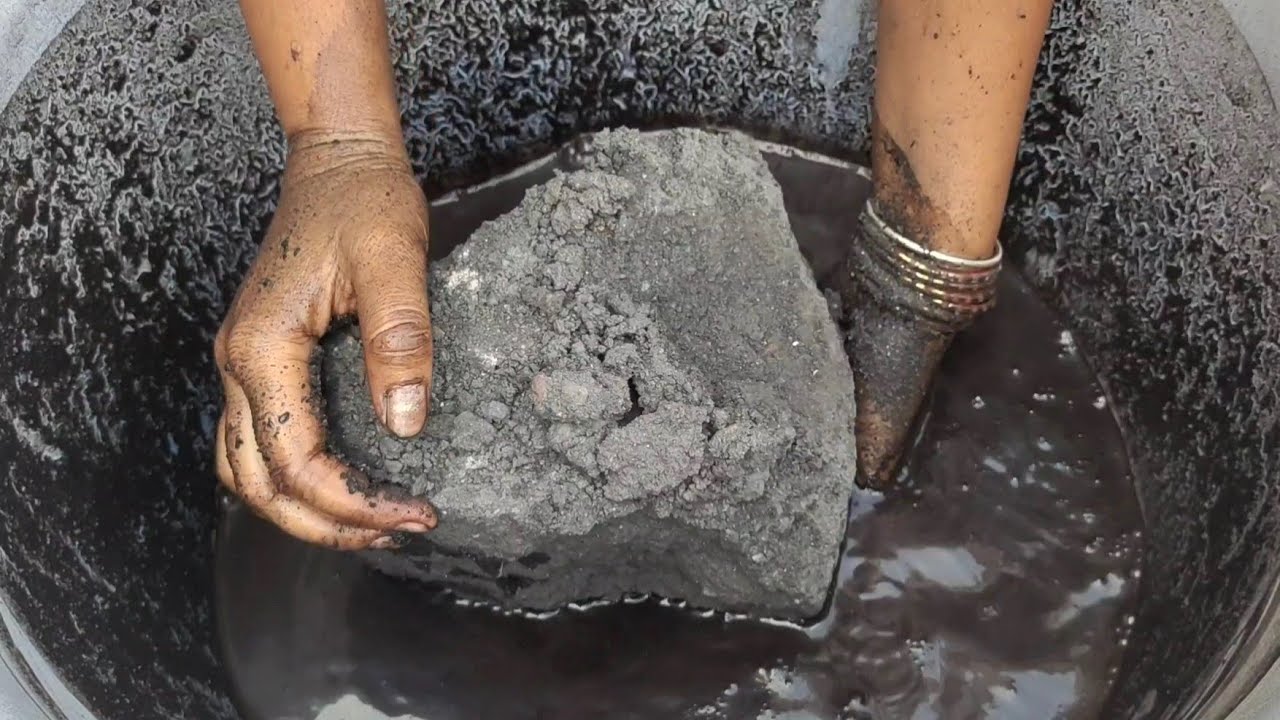 Asmr - pure black charcoal chunks Crumbling in water 💦💦