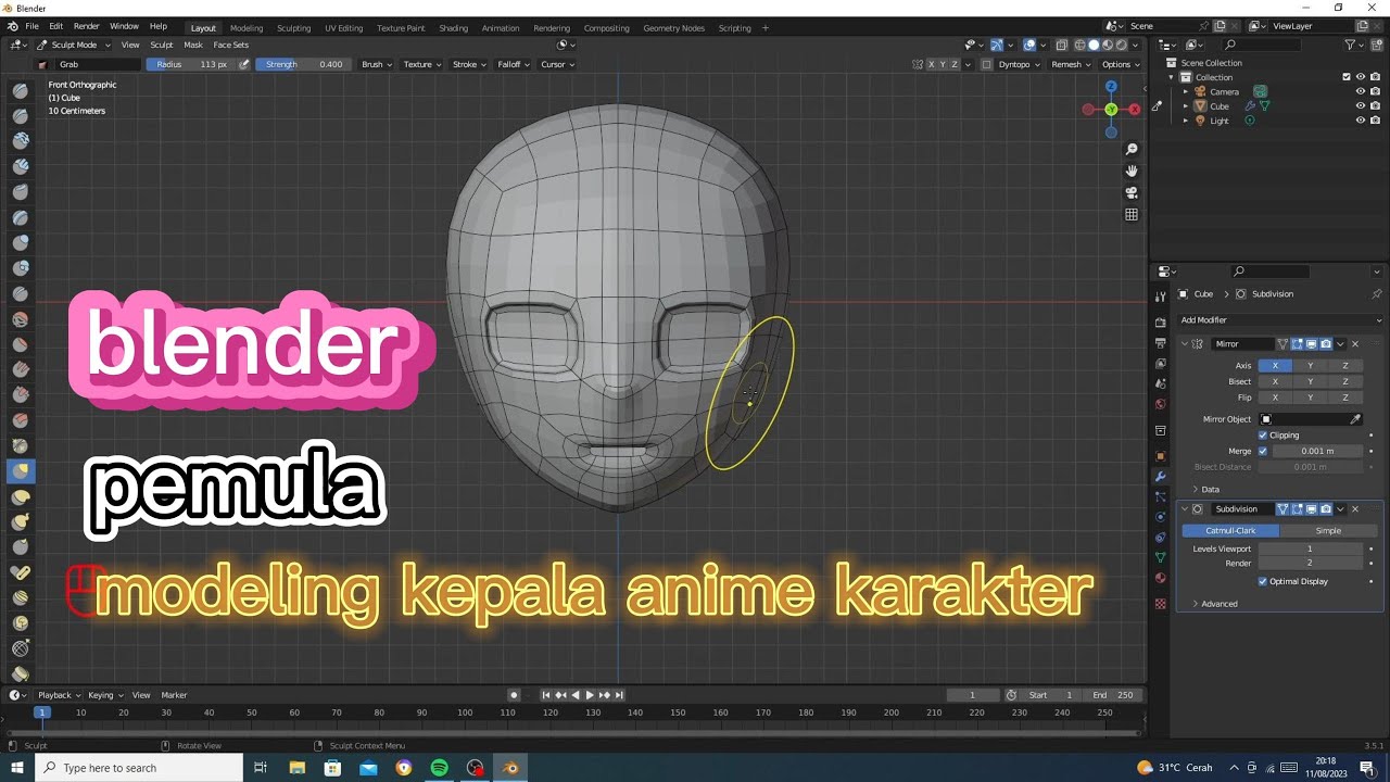 blender animation / modeling kepala anime pemula