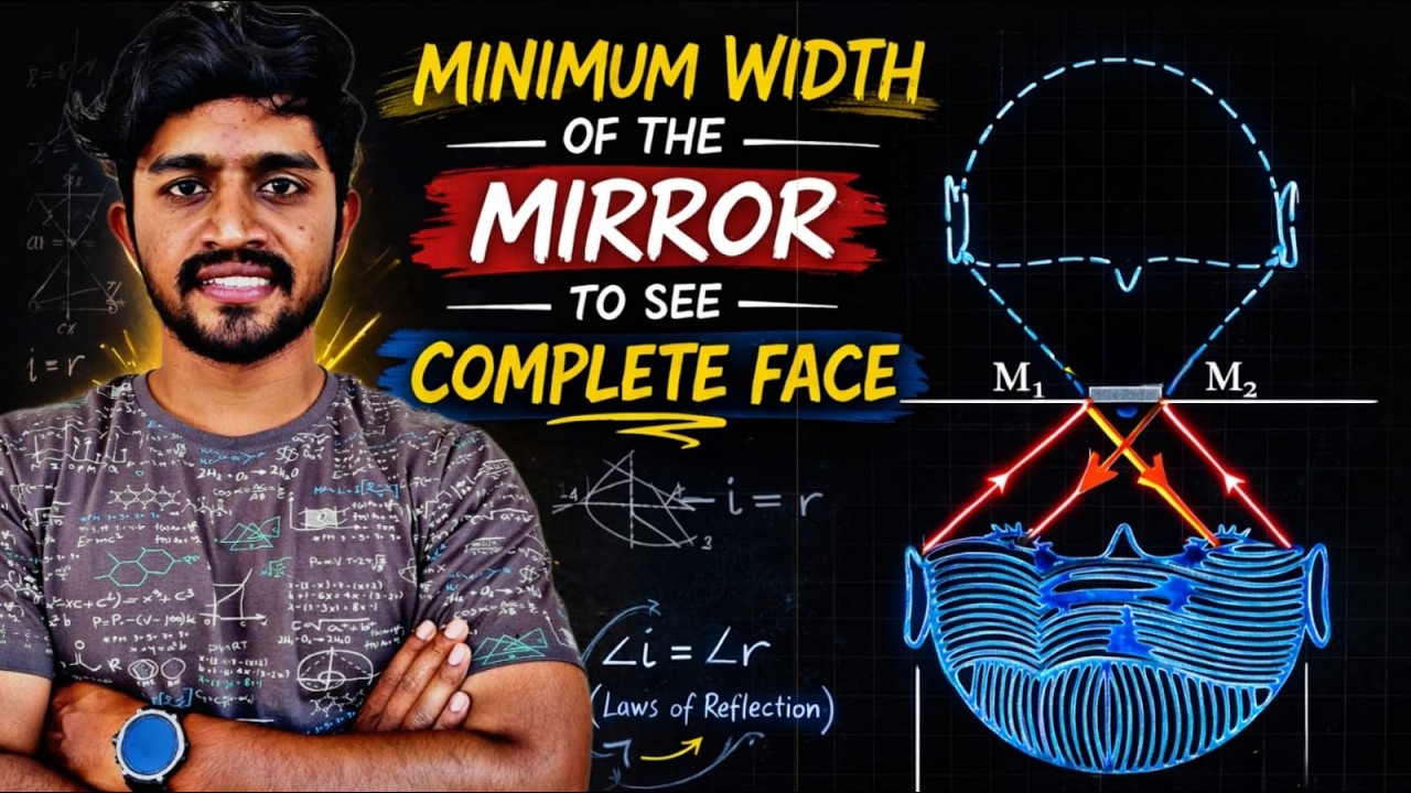 Minimum Width of Mirror to See Complete Face | RAY OPTICS | JEE MAINS | ADV | NEET | by SARVESH SIR