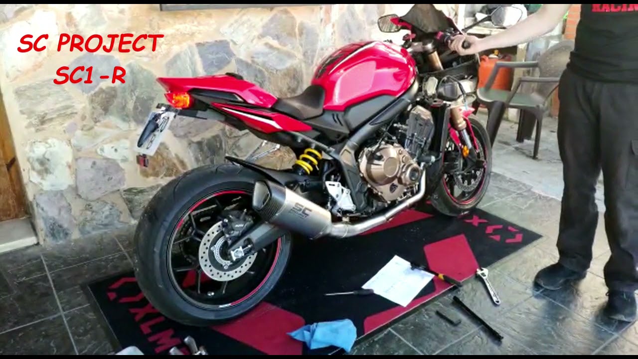 CBR 650 R EXHAUST SOUNDS. SC PROJECT SC1-R V.S. STOCK