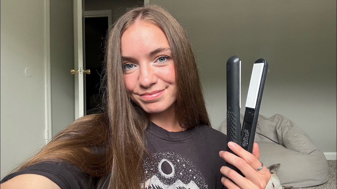 hair straighter asmr // wavy/curly hair 🌸