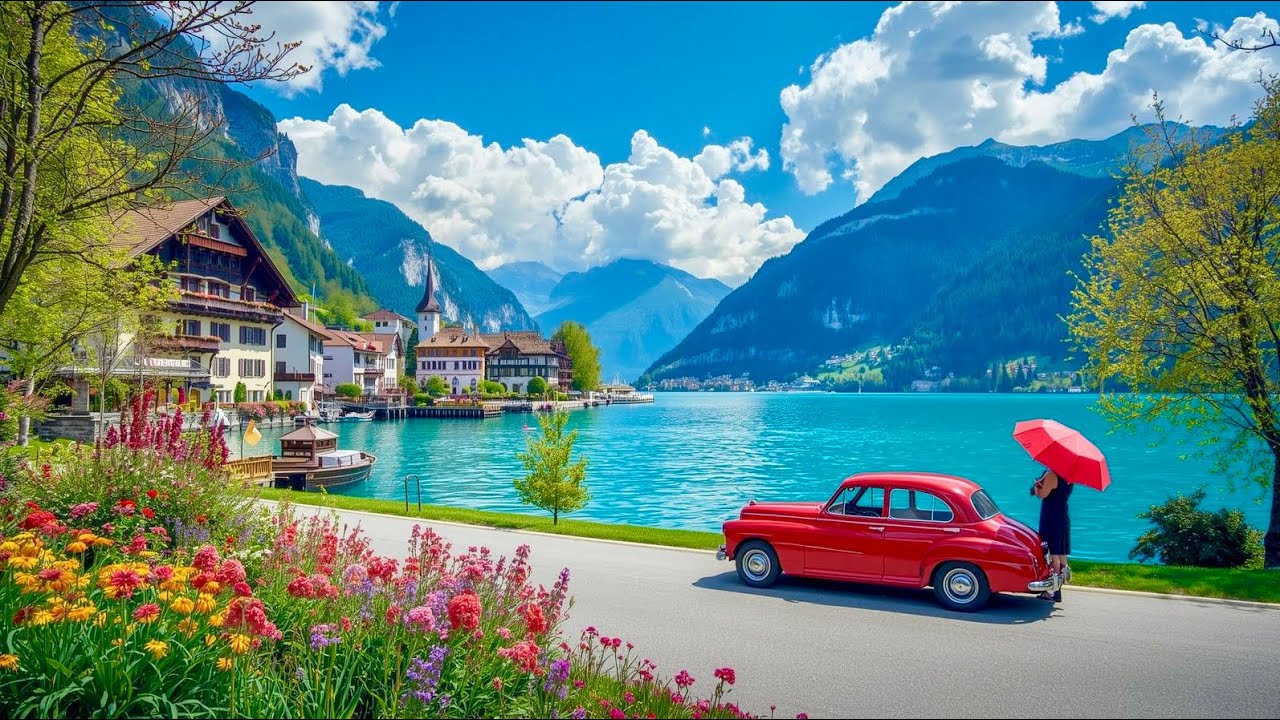 Peaceful Walk In Swiss Town Interlaken , Switzerland🇨🇭Most Charming TOWN In The World 🌍 