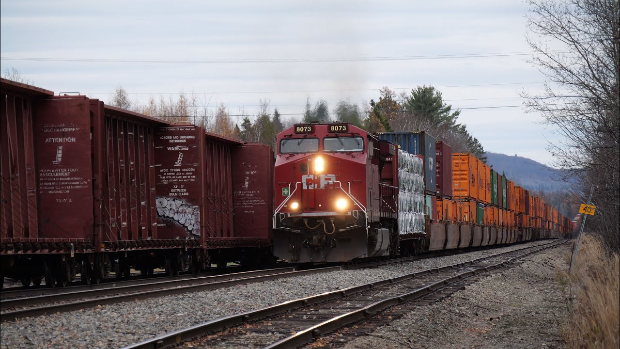 CP 8073 leads CPKC 121 through Jackman, ME 11/5/25