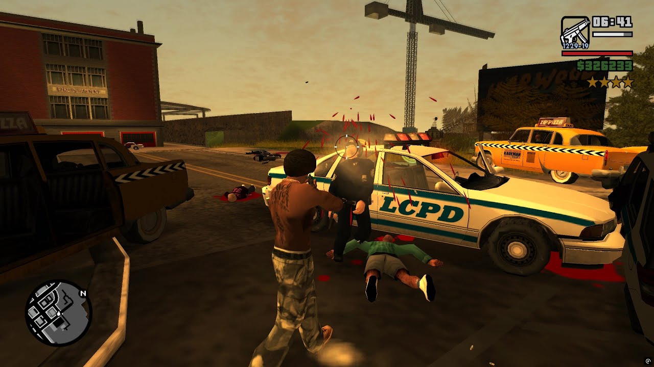 GTA San Andreas Liberty - Redlight District Shootout & Rampage + Six Star Escape