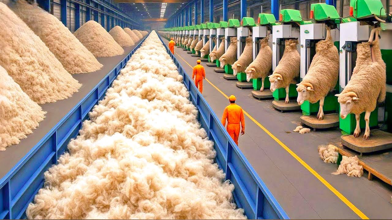 JAK POWSTAJE WEŁNA z OWCY 🐑 | PRZEMYSŁOWA PRODUKCJA MASOWA 🏭