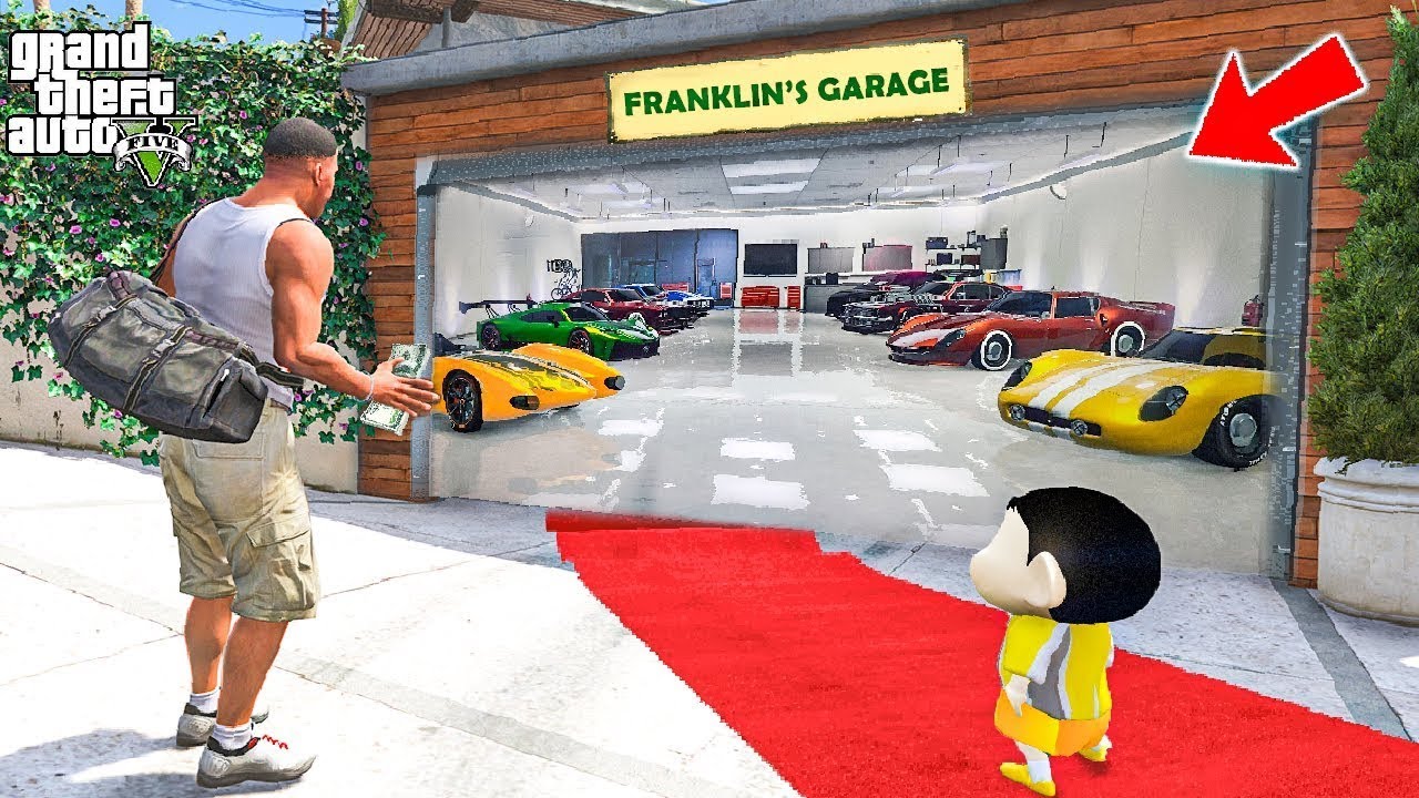 GTA 5 : Shinchan and Franklin Find A Secret Base In His Supercar GTA 5 !