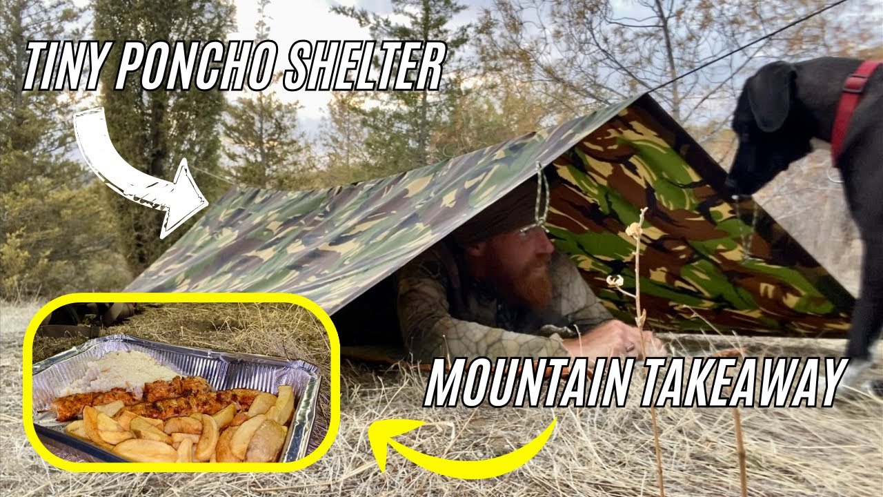 Solo camping with dog A Frame poncho stealth shelter with Takeaway