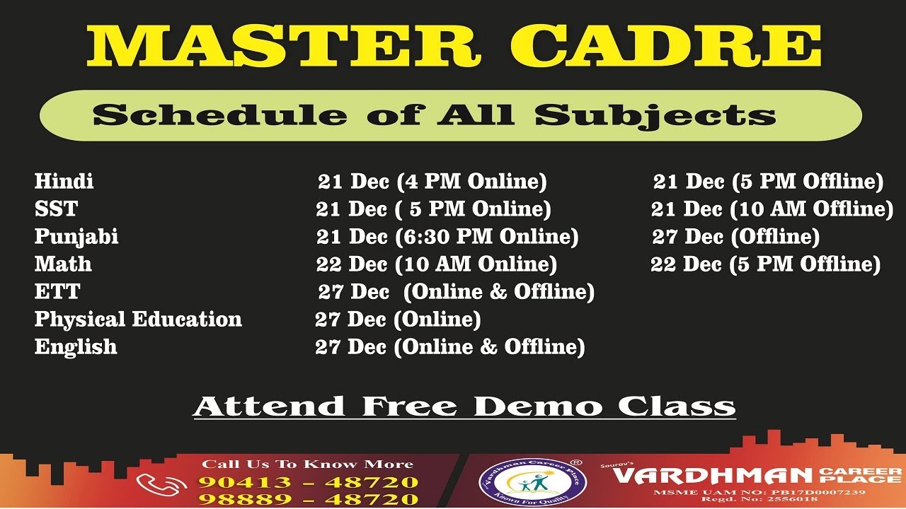 Master Cadre Exam 2021