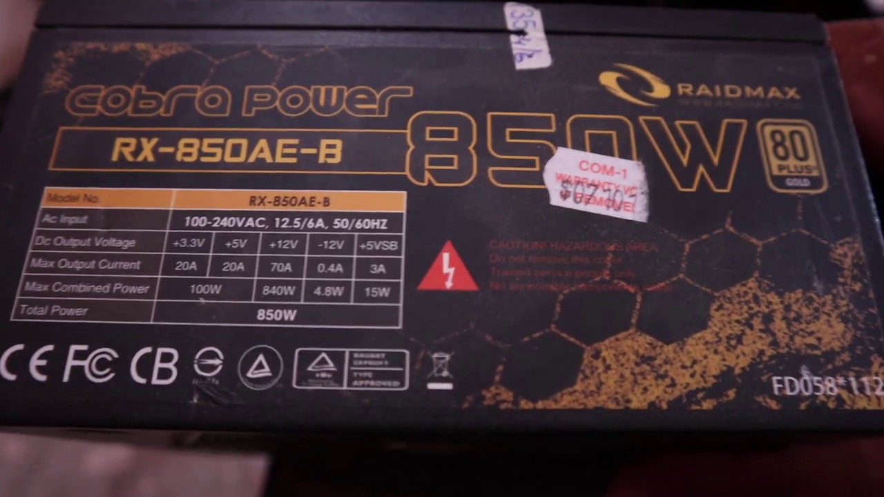 Raidmax Cobra 850W 80 Plus Gold Full Modular JAPANESE CAPACITORS POWER SUPPLY HIGHEST QUALITY