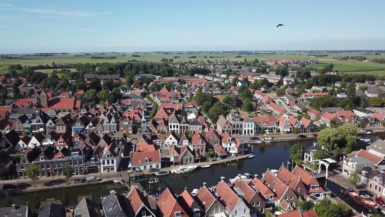 Makkum Centrum  ...Friesland...Holland ....in  Birds Eye View ..... 4K Resolution...July 2018