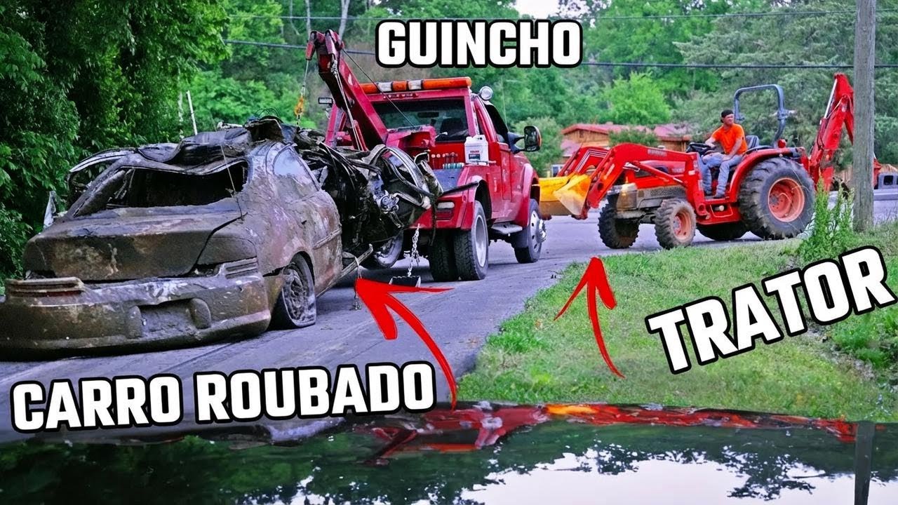 CARRO ROUBADO ACHADO DEBAIXO D'ÁGUA: Chave Continuava Dentro! Recuperação na Lama