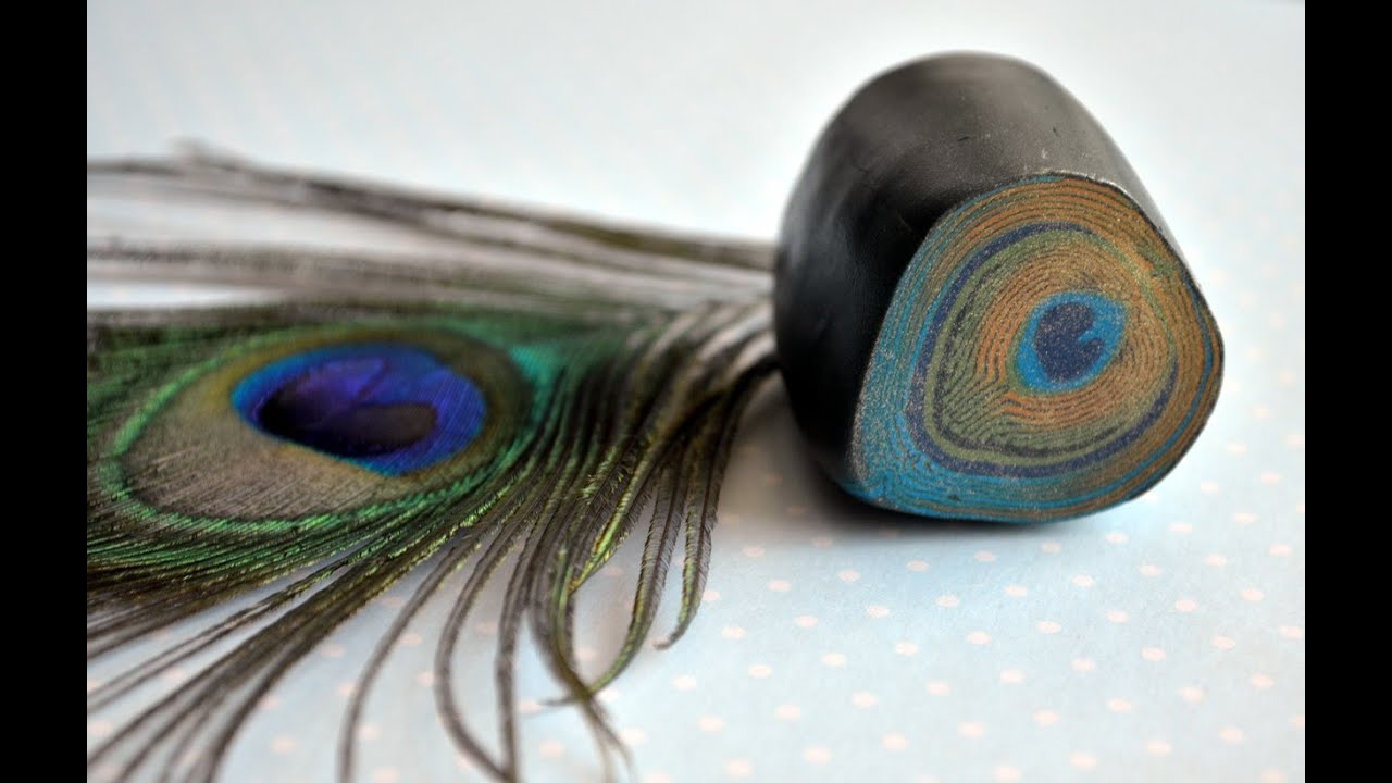 Кейн Перо павлина из FIMO\Cane peacock feather from FIMO