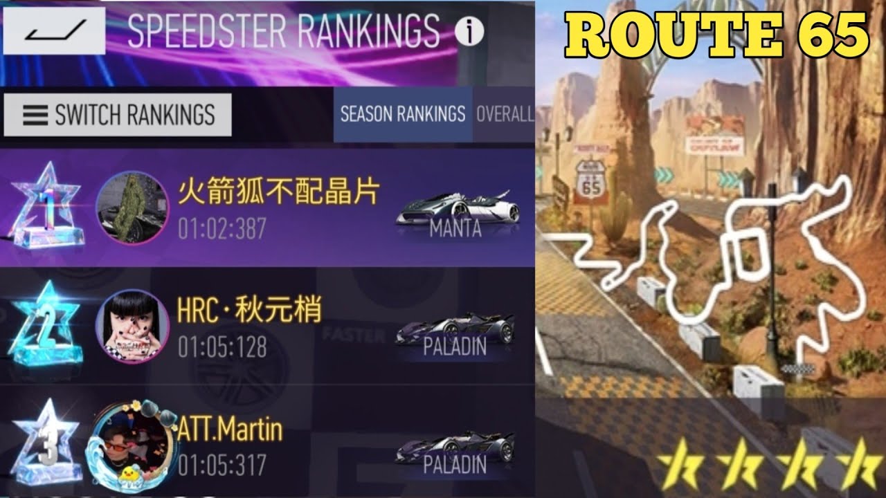 Top 3 Ranking On Route 65 Map | Ace Racer S3
