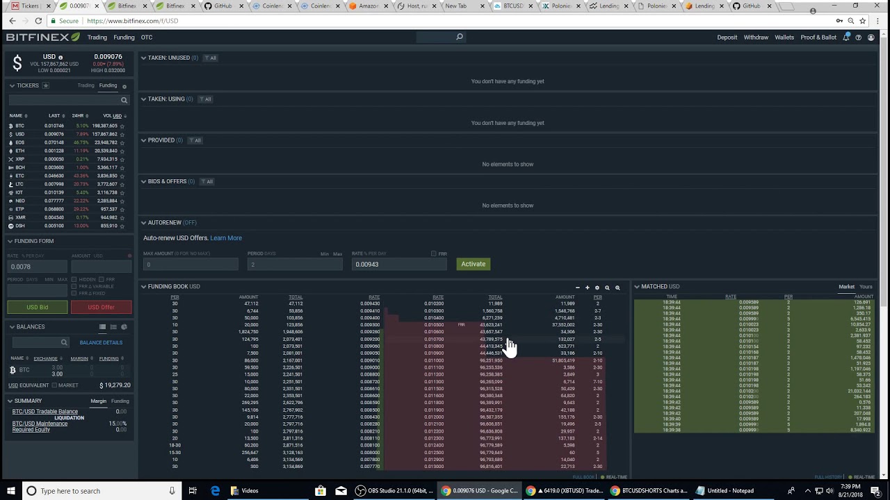 Lending on Bitfinex  (old, low quality video)