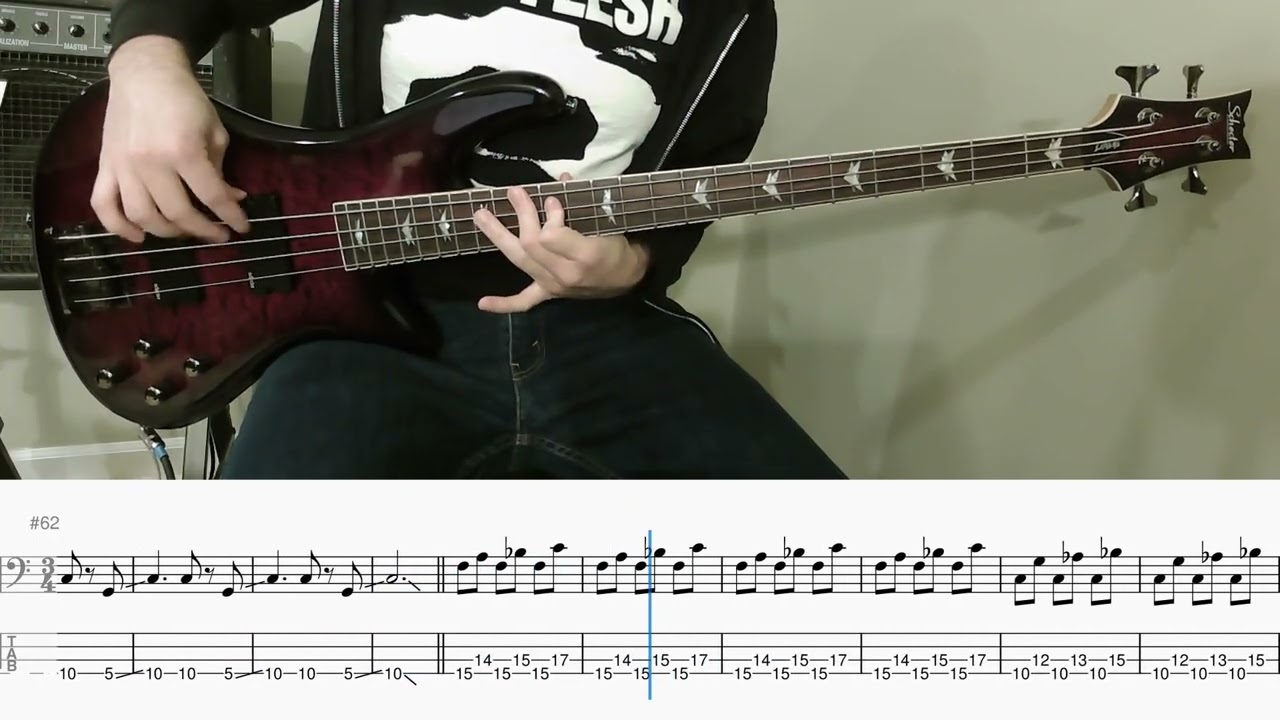 Mastodon - Naked Burn (bass cover with tab)