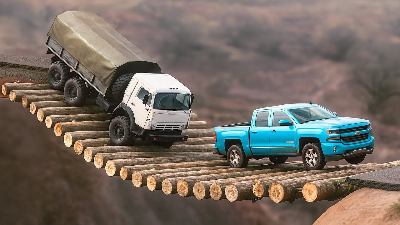 Cars vs Impossible Log Bridge Challenge #3 BeamNG Drive!