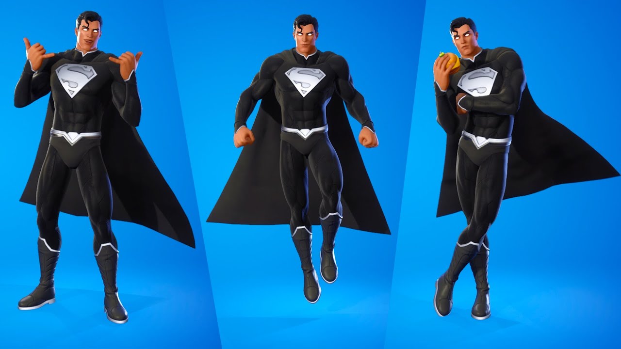 Black Superman Skin Showcase with Emotes  - Fortnite Battle Royale