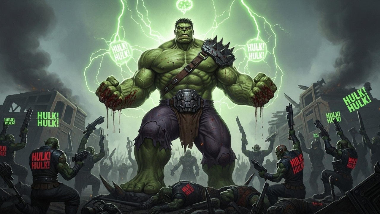What If Hulk Was Turned Into An Ork Warboss In Warhammer 40K?
